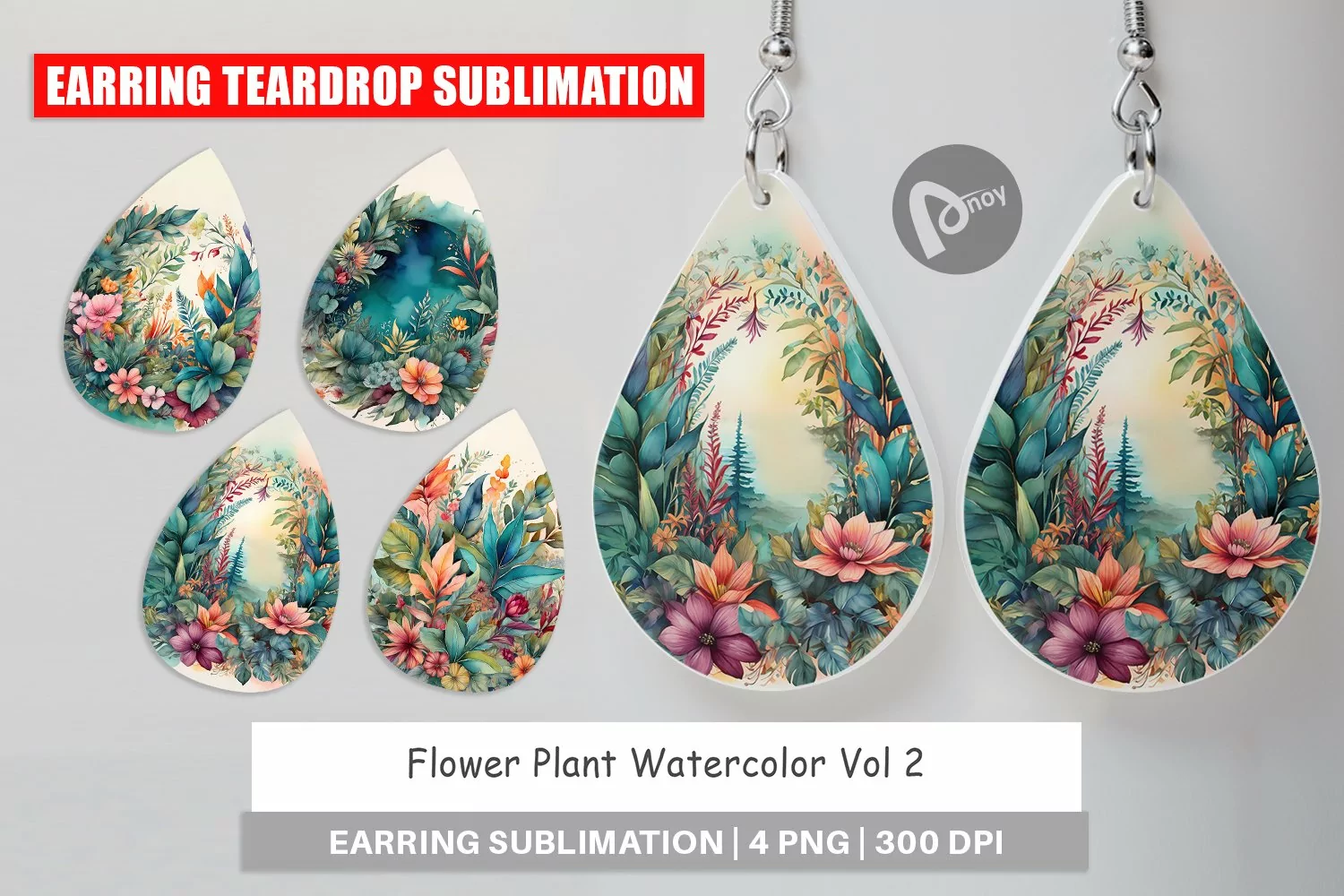 Earring Teardrop Flower Plant Watercolor product image 1