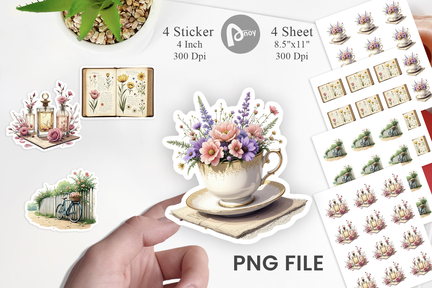 Vintage Flowers Sticker product image 1