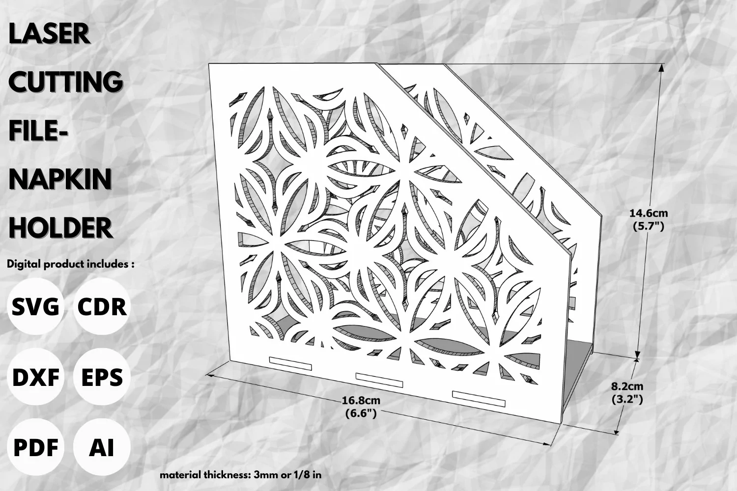 Flower vintage napkin stand svg laser cutting product product image 1