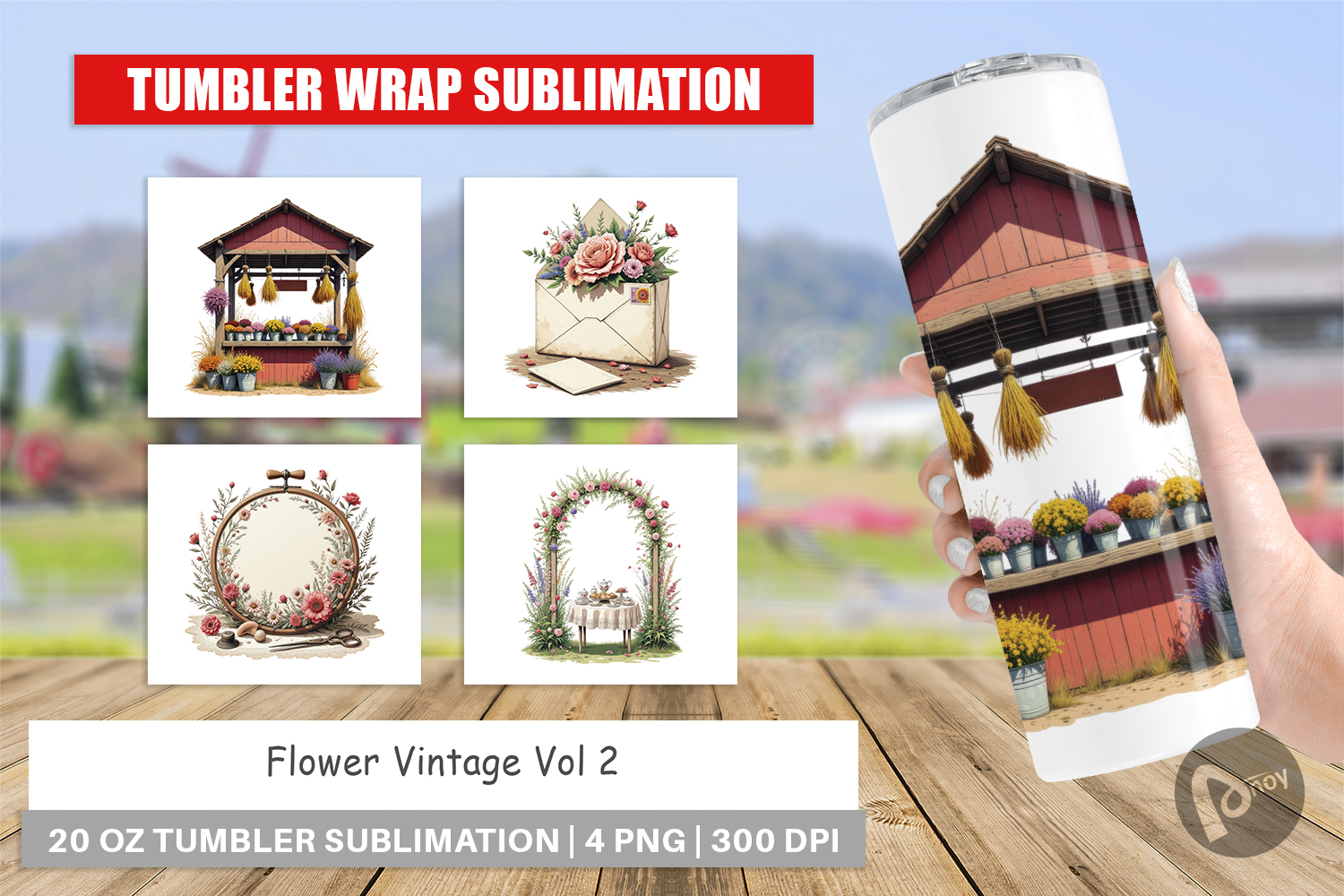 Tumbler Vintage Flowers product image 1