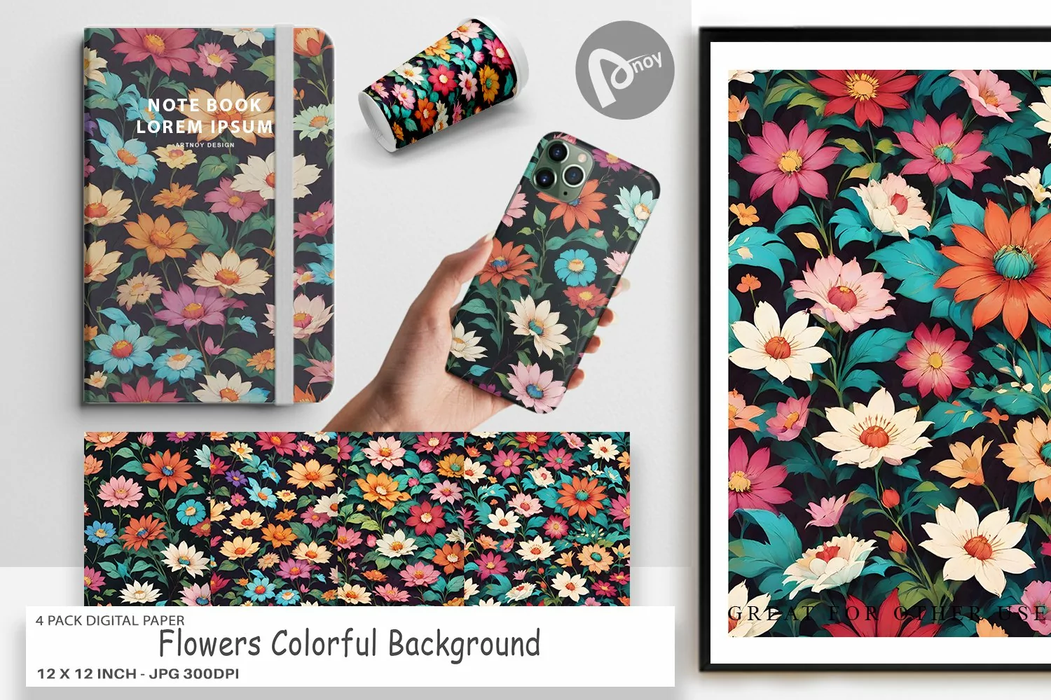 Digital Paper Flowers Colorful product image 1