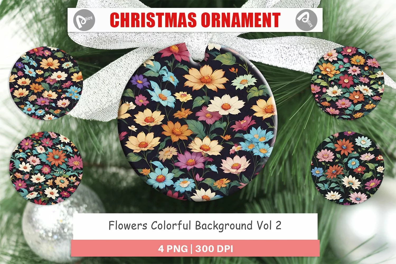 Christmas Ornaments Flowers Colorful product image 1