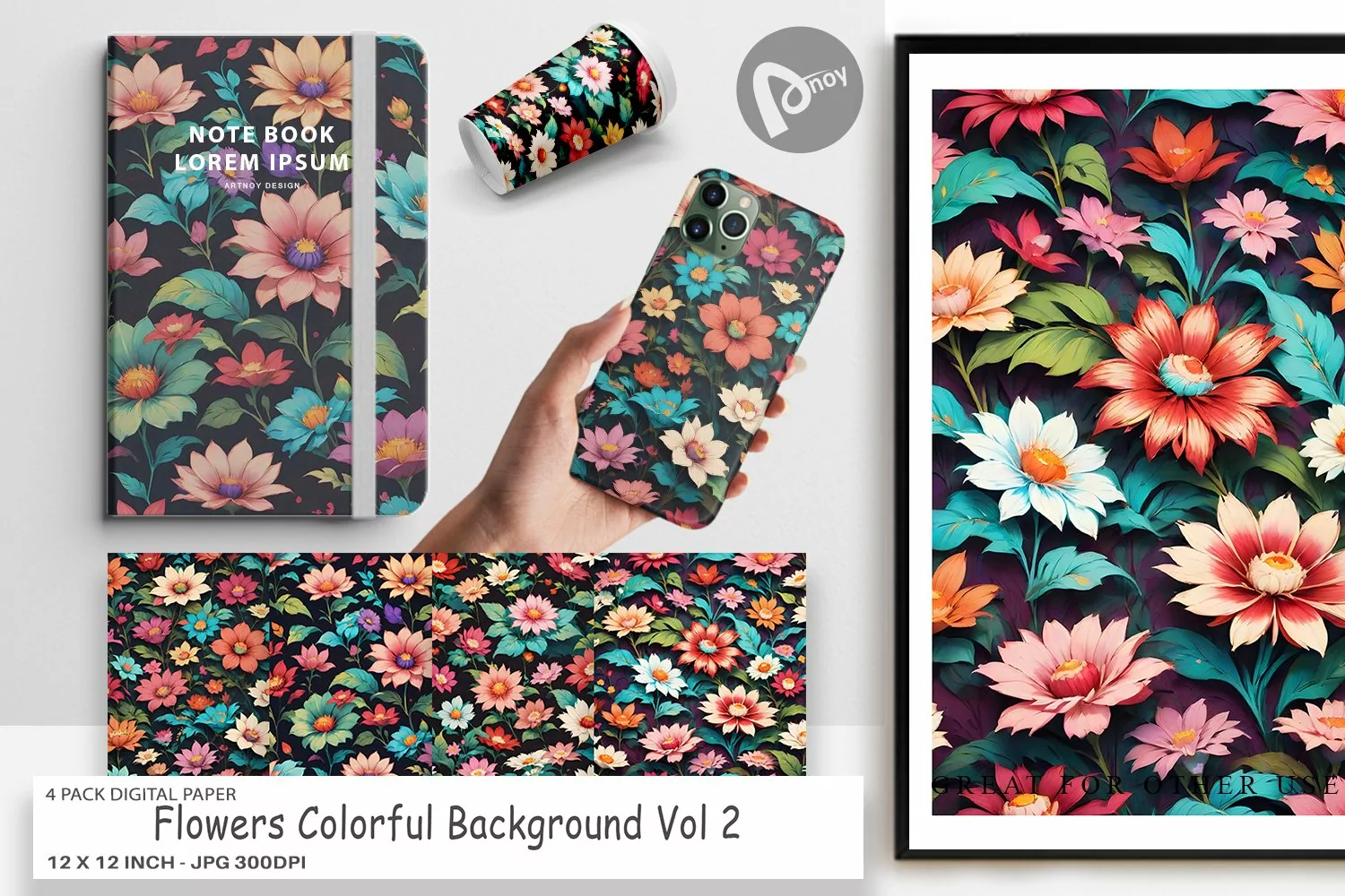 Digital Paper Flowers Colorful product image 1