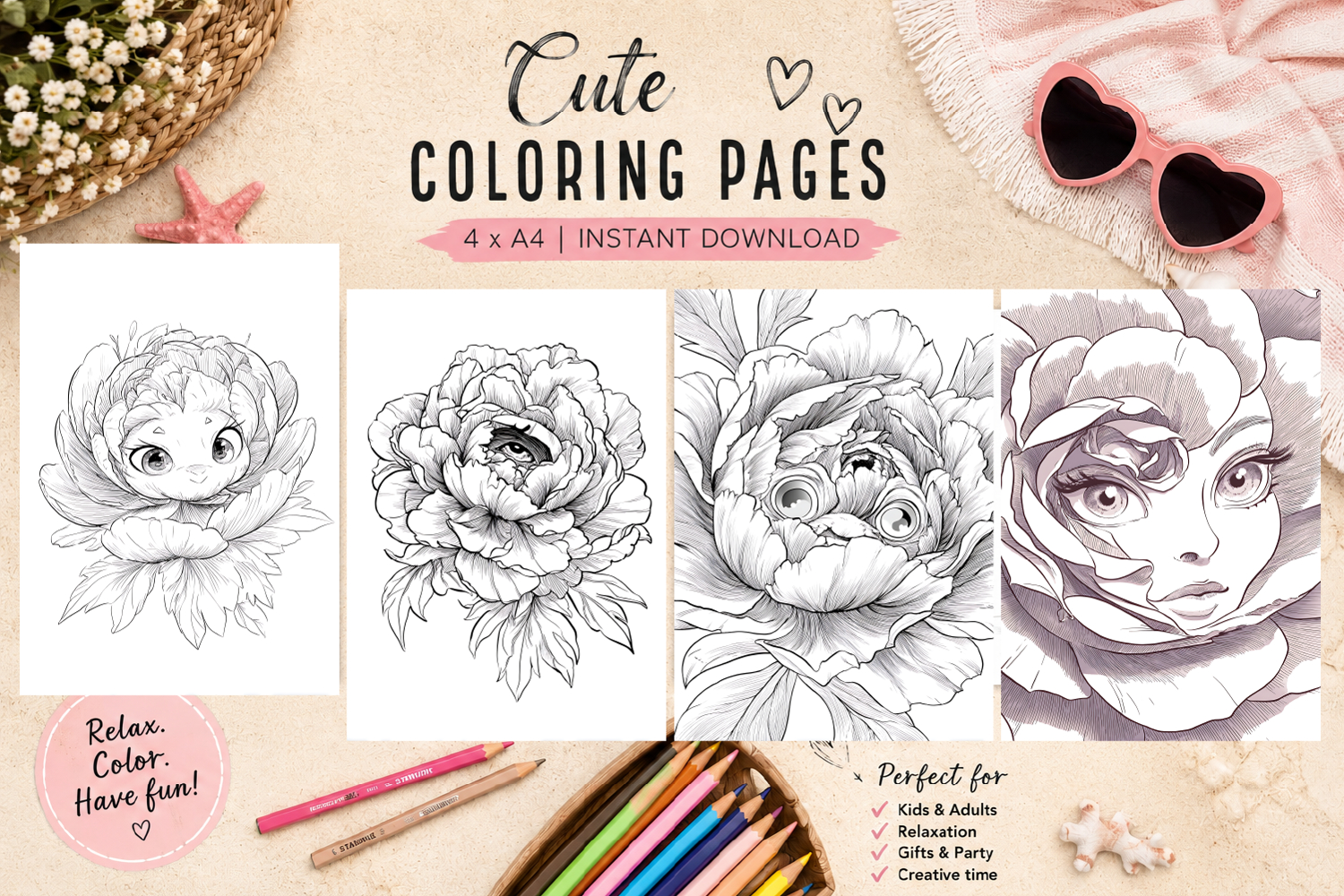 Summer flowers Design |Coloring pages product image 1
