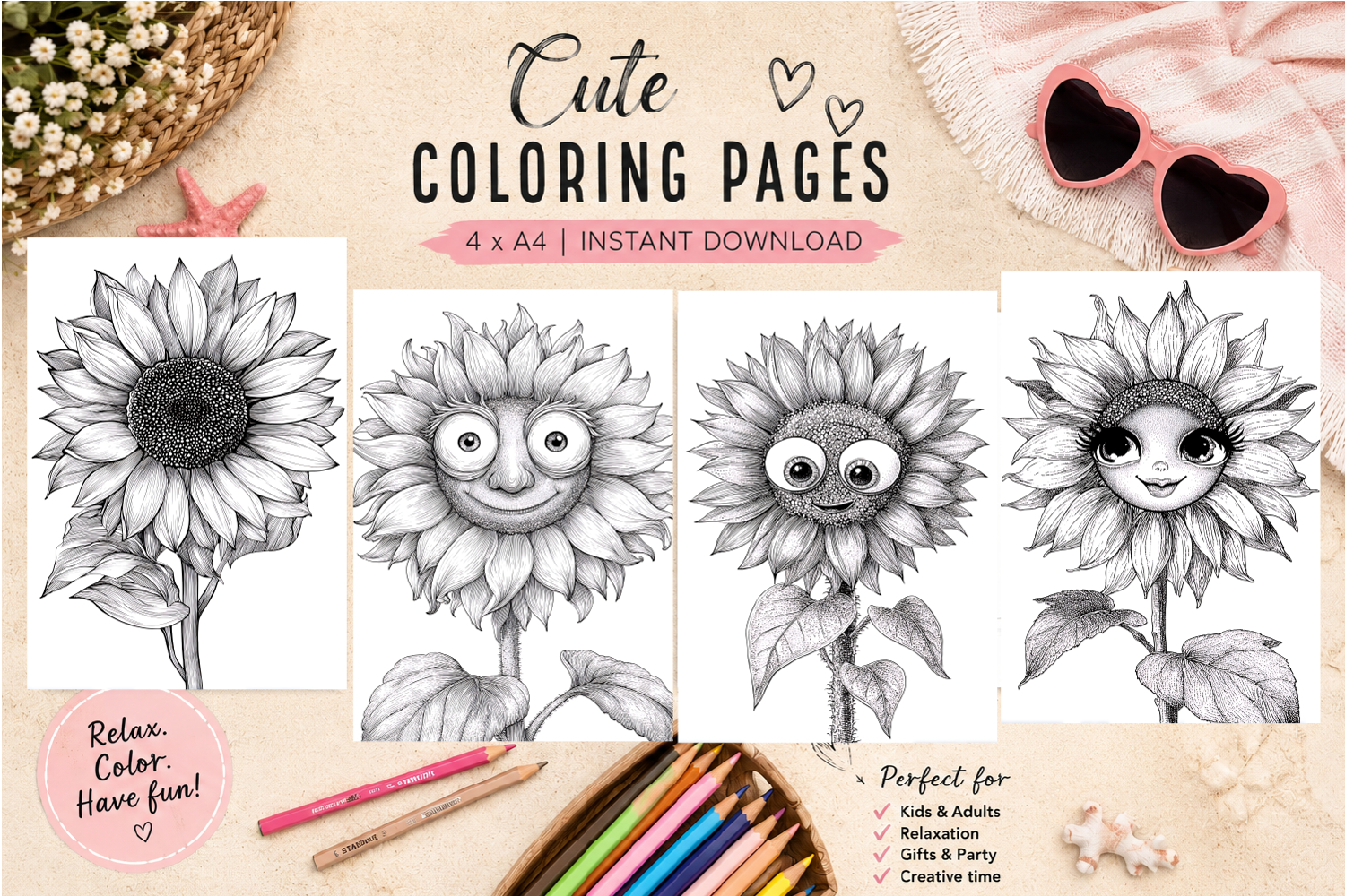 Summer flowers Design |Coloring pages product image 1