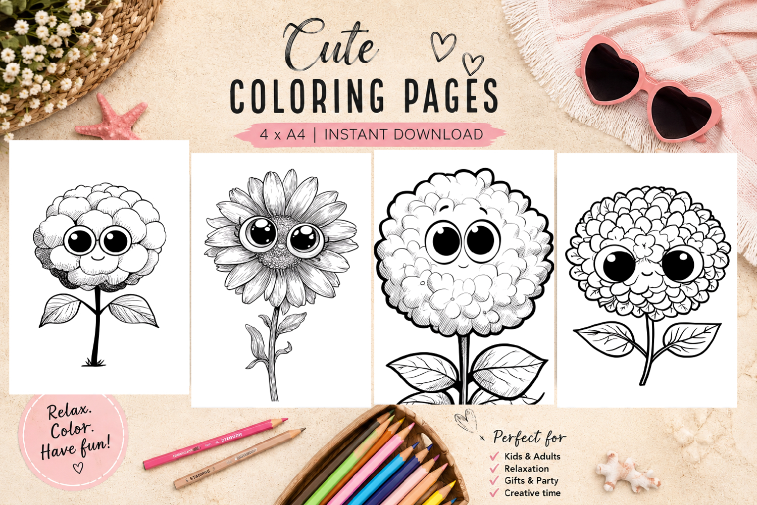 Summer flowers Design |Coloring pages product image 1