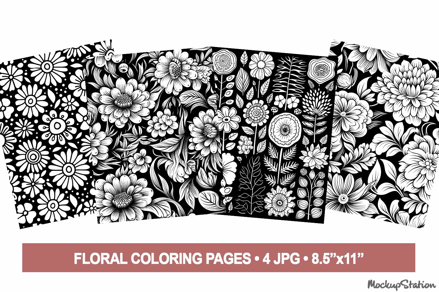 Flowers Coloring Pages | Floral Coloring Page for Adults product image 1