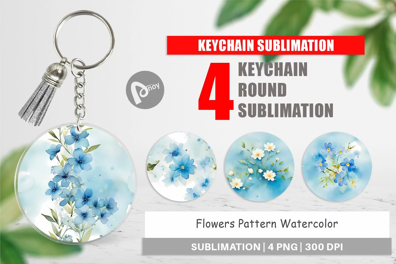 Keychain Flower Pattern Watercolor product image 1