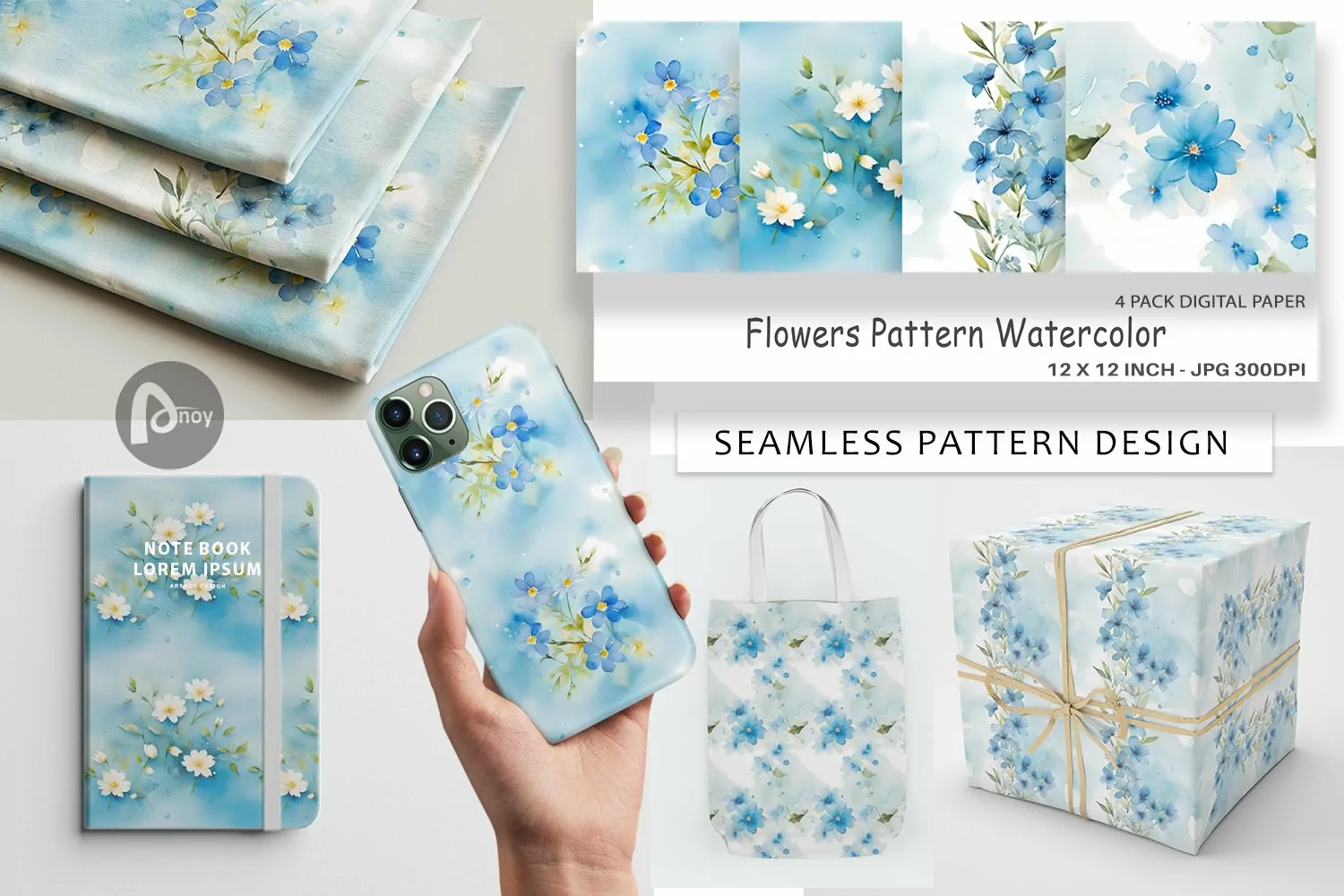 Digital Paper Flower Pattern Watercolor product image 1