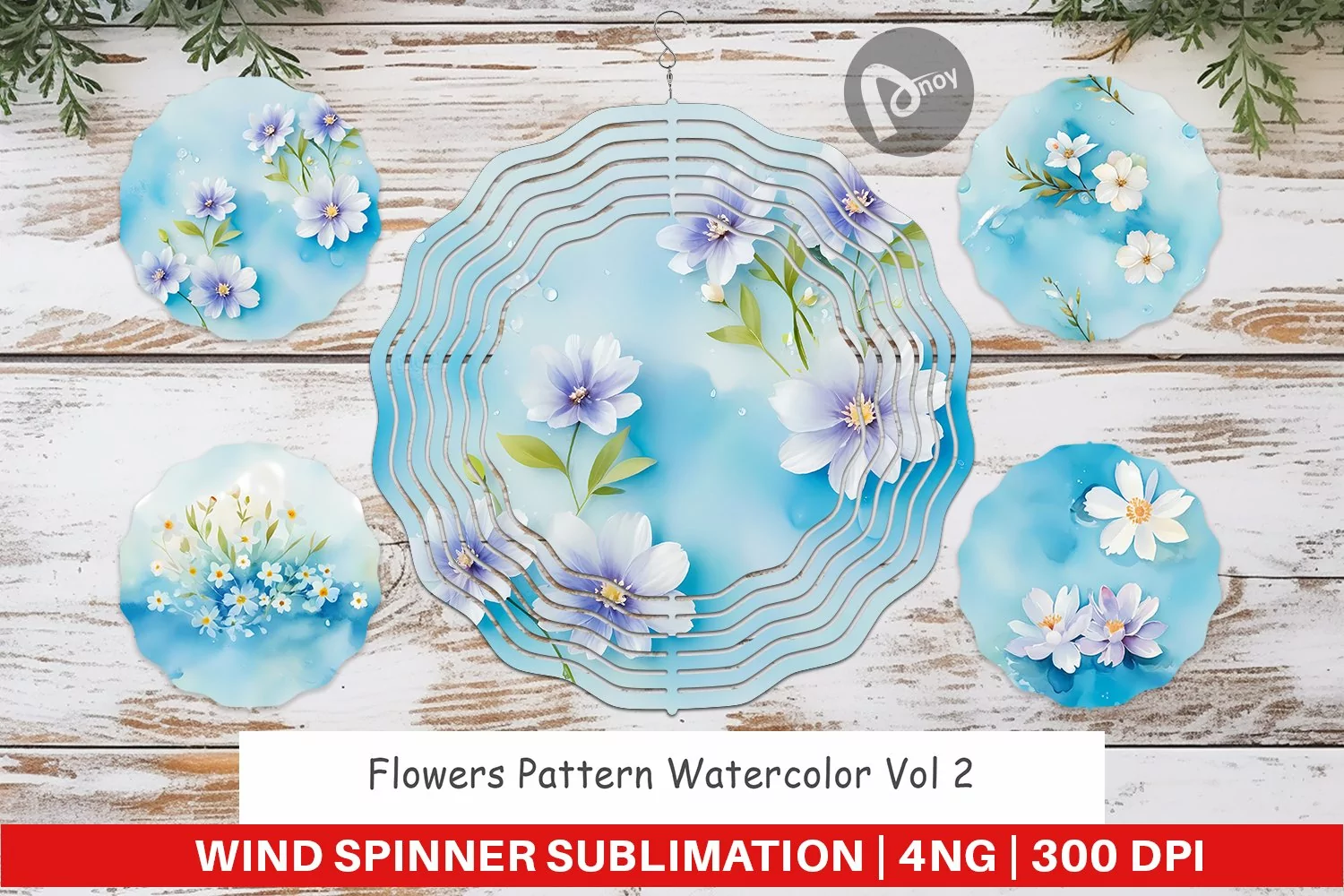 Wind Spinner Flower Pattern Watercolor product image 1