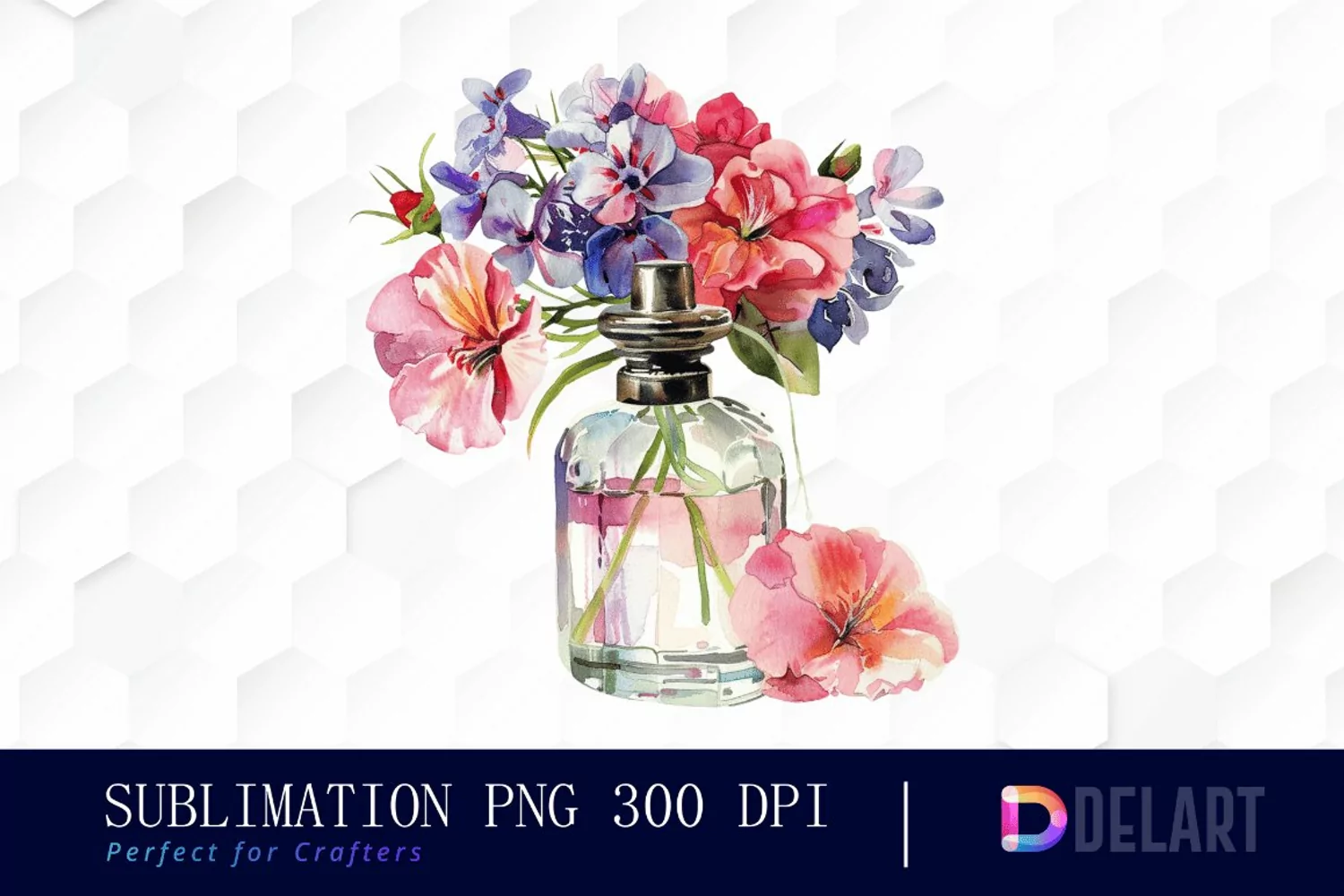 Flowers Perfume Bottle Graphics Clipart product image 1