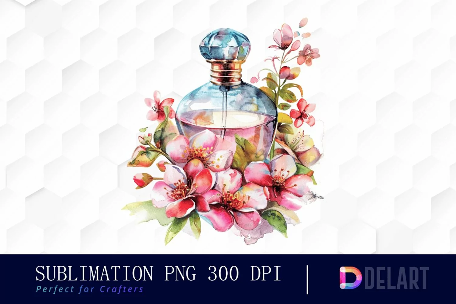 Flowers Perfume Bottle Watercolor Clipart product image 1