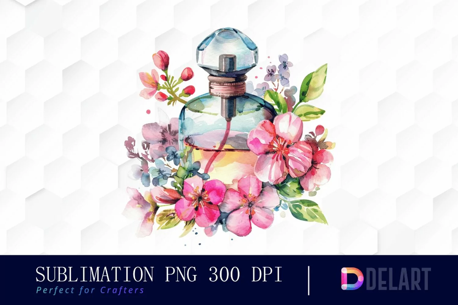 Flowers Perfume Bottle Watercolor Clipart product image 1