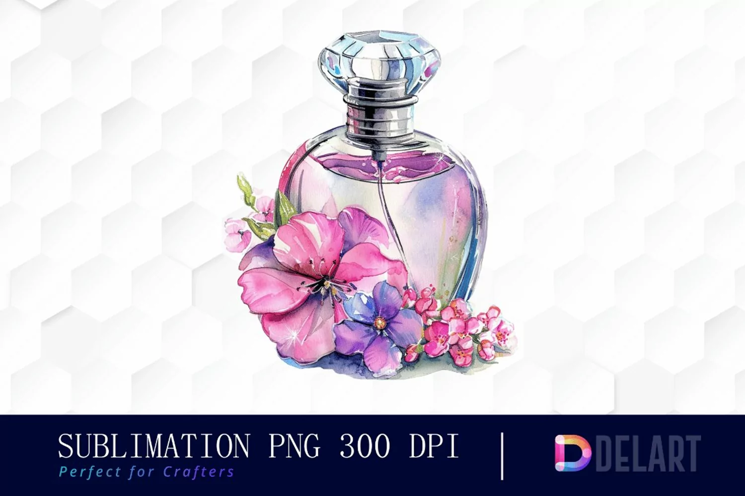 Flowers Perfume Bottle Watercolor Clipart product image 1