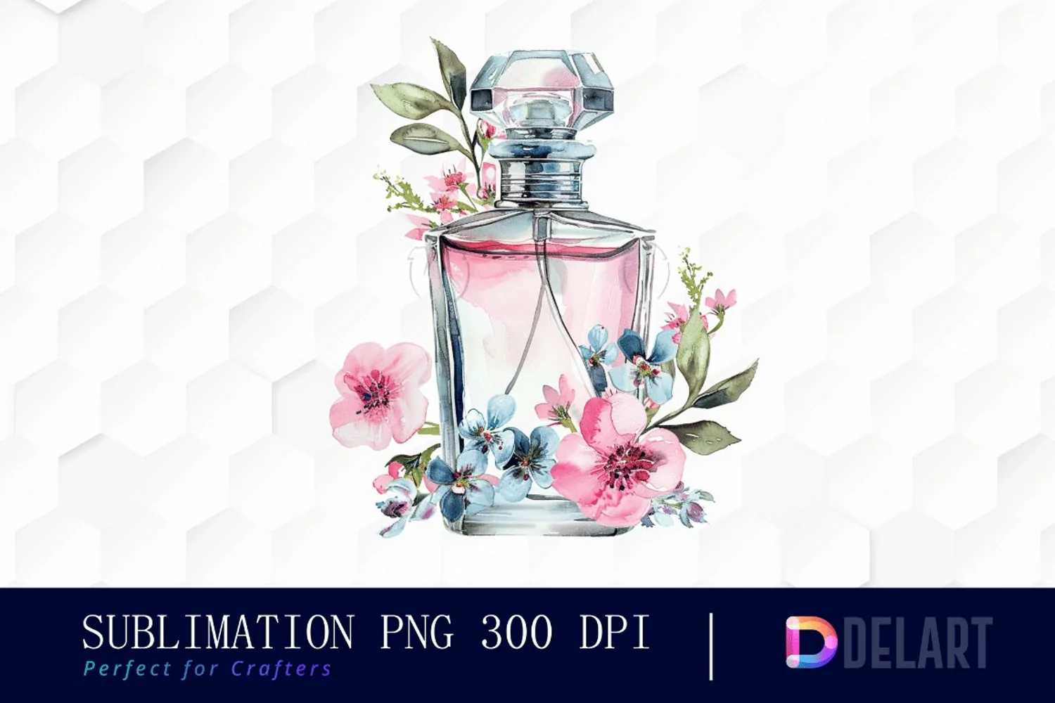 Flowers Perfume Bottle Watercolor Clipart product image 1