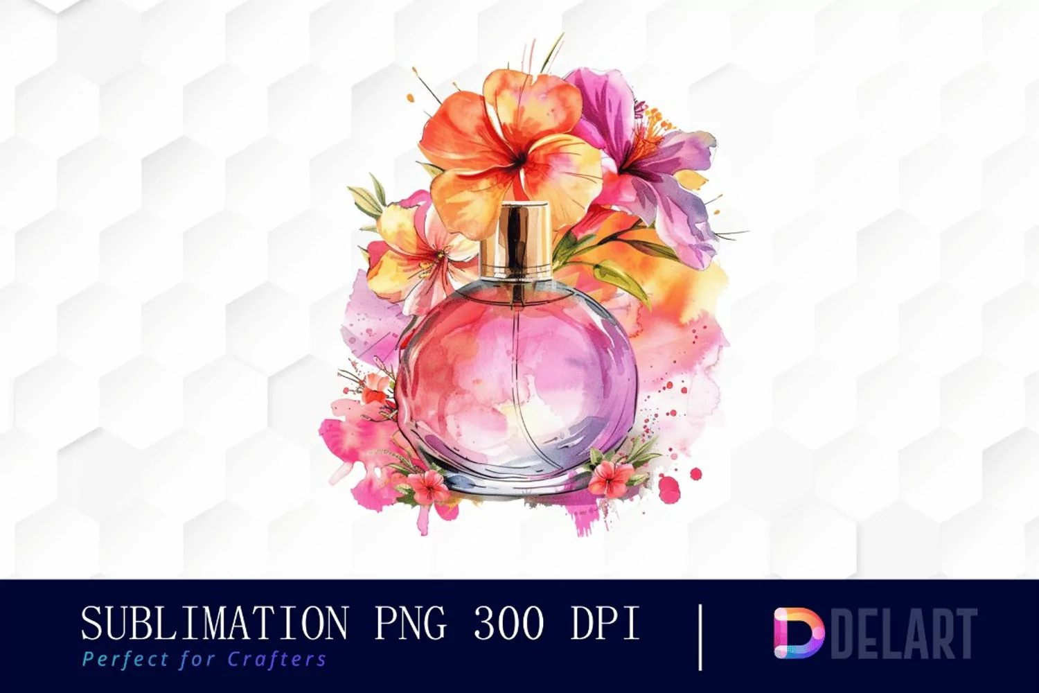 Flowers Perfume Bottle Watercolor Clipart product image 1