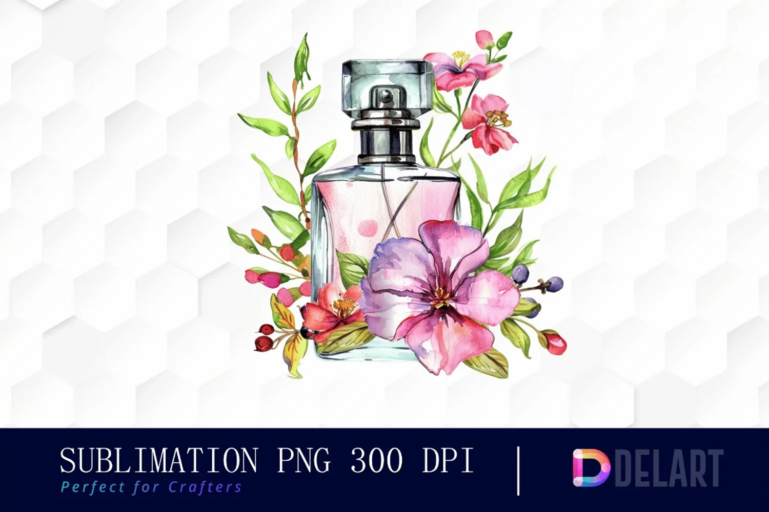 Flowers Perfume Bottle Watercolor Clipart product image 1