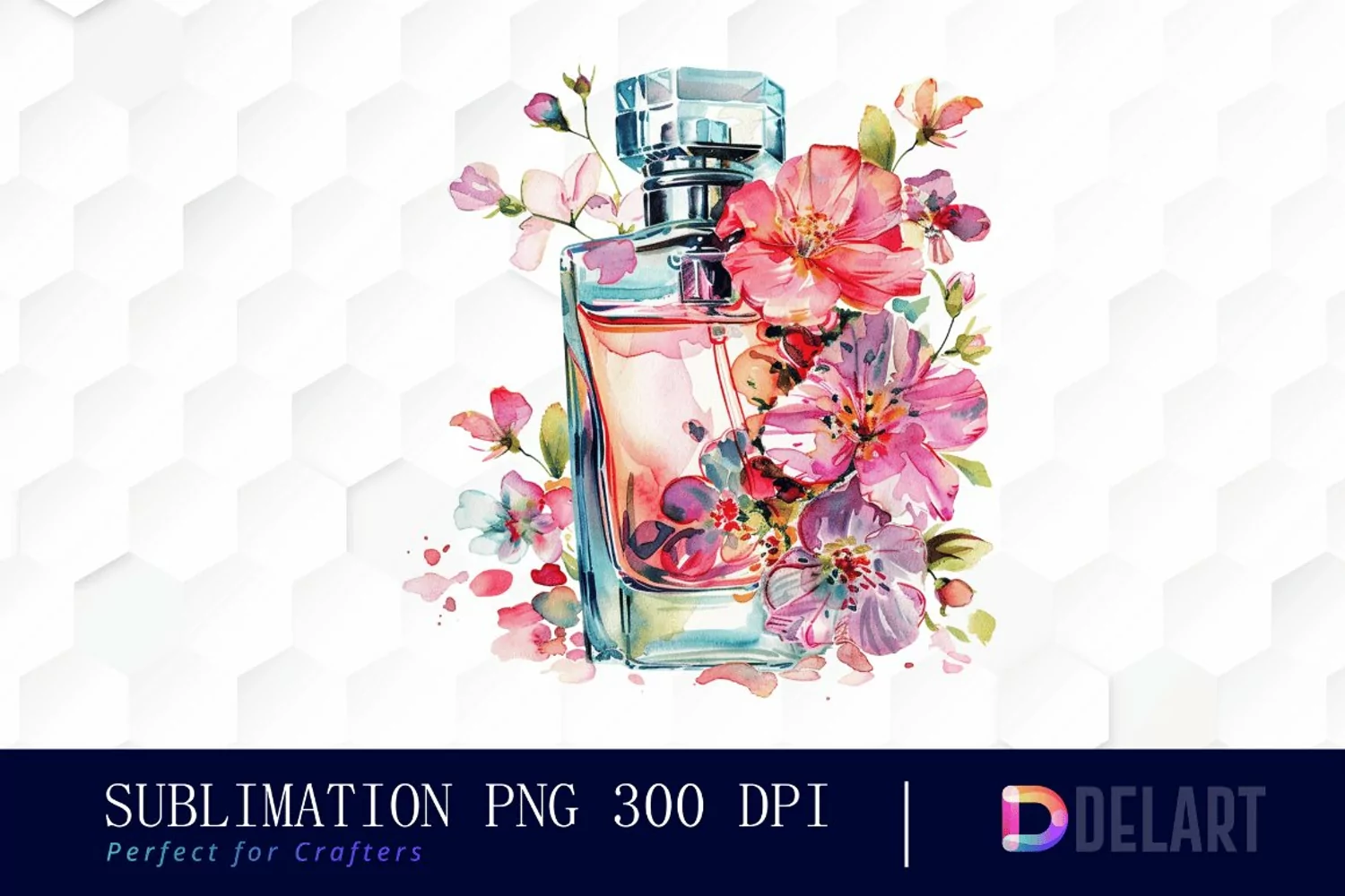Flowers Perfume Bottle Sublimation PNG Clipart product image 1