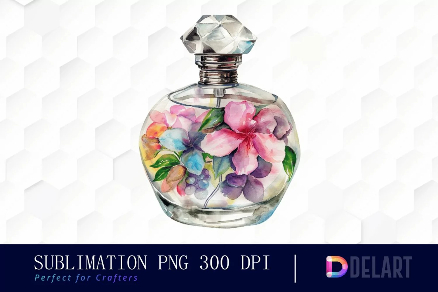 Flowers Perfume Bottle Watercolor Clipart product image 1