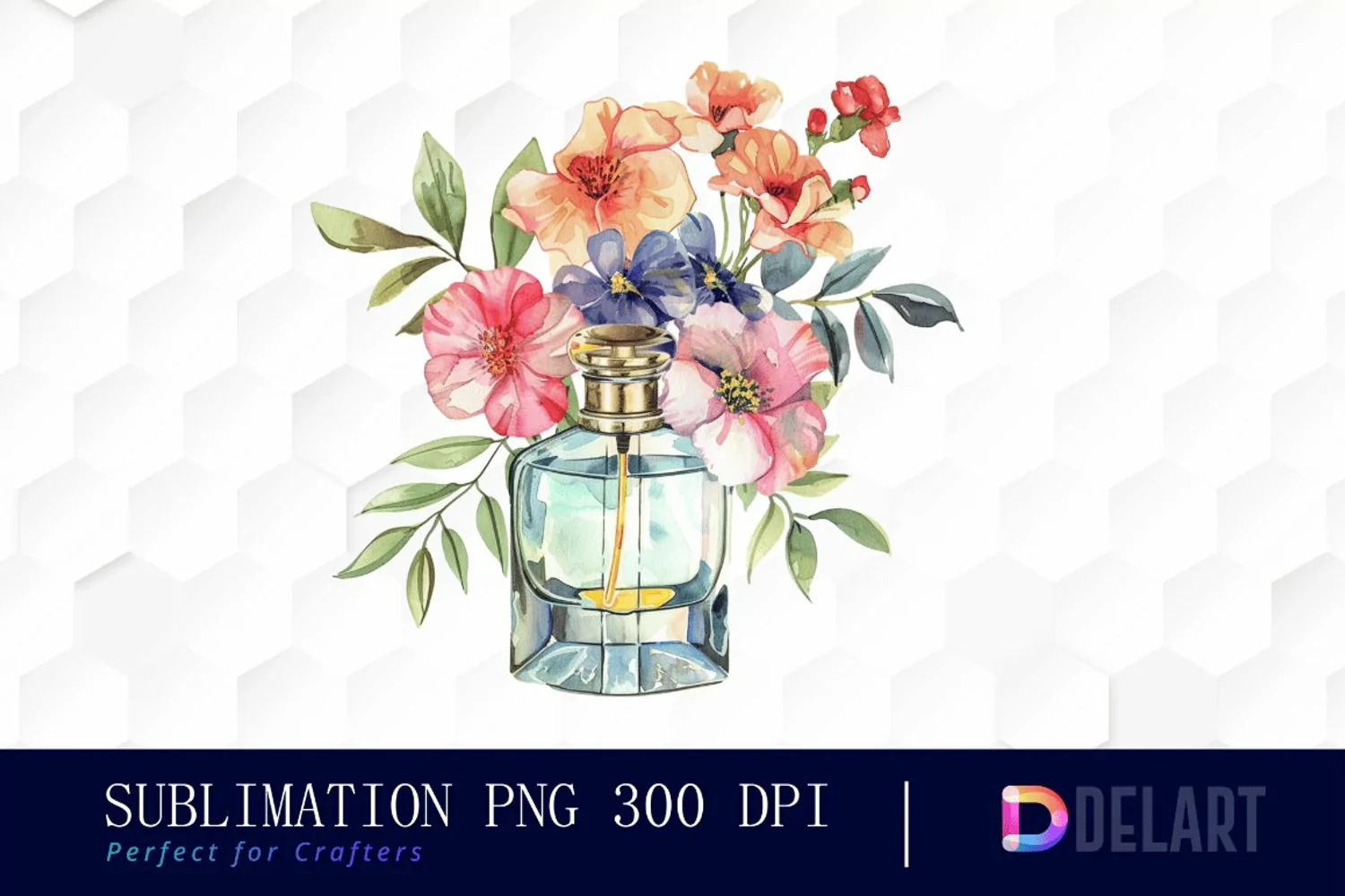 Flowers Perfume Bottle Sublimation PNG Clipart product image 1