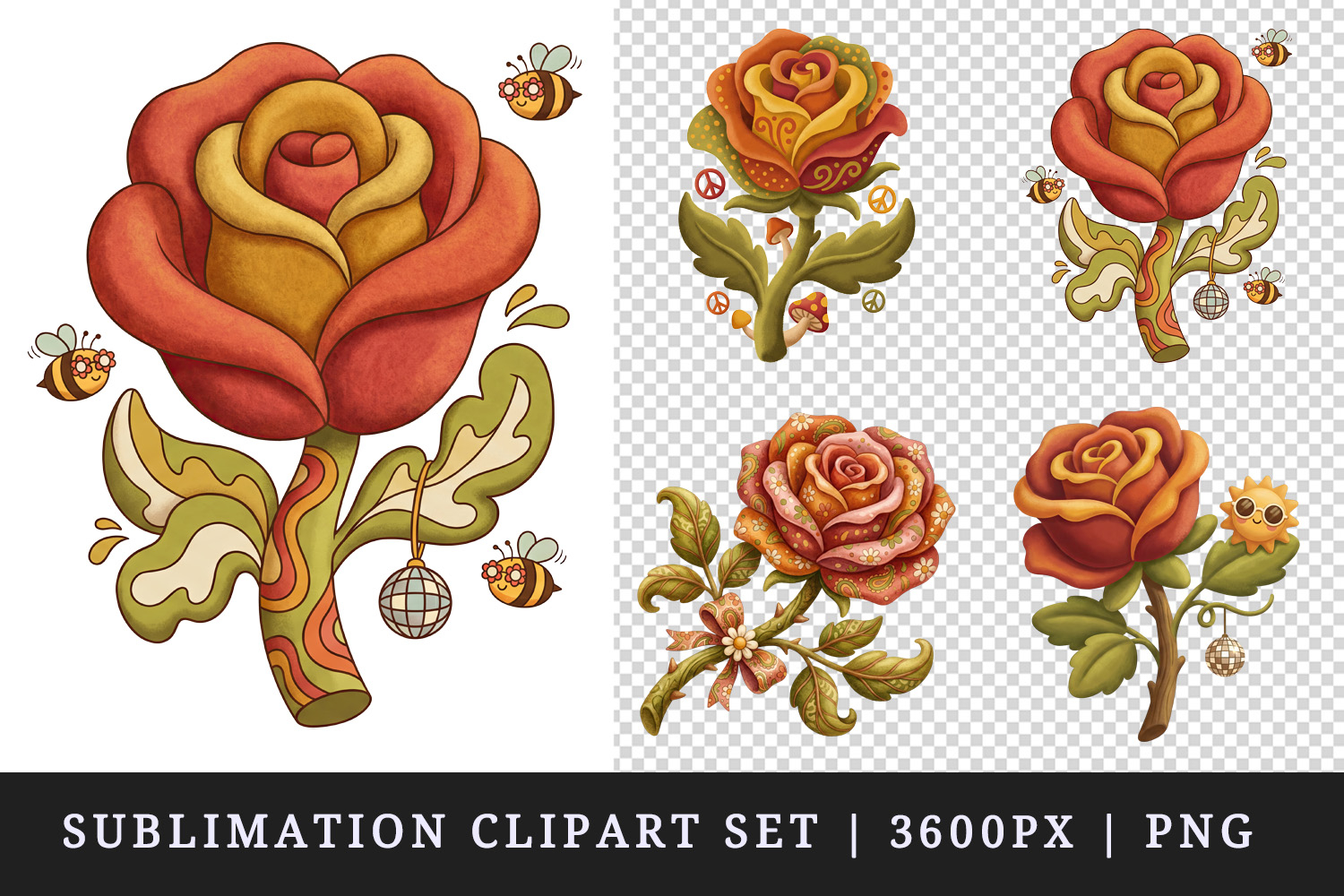 Flowers clipart printable sublimation design png product image 1