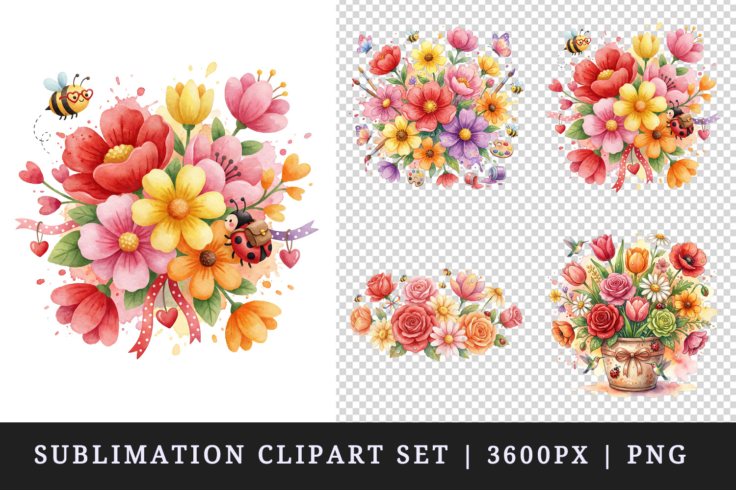 Flowers clipart printable sublimation design png product image 1