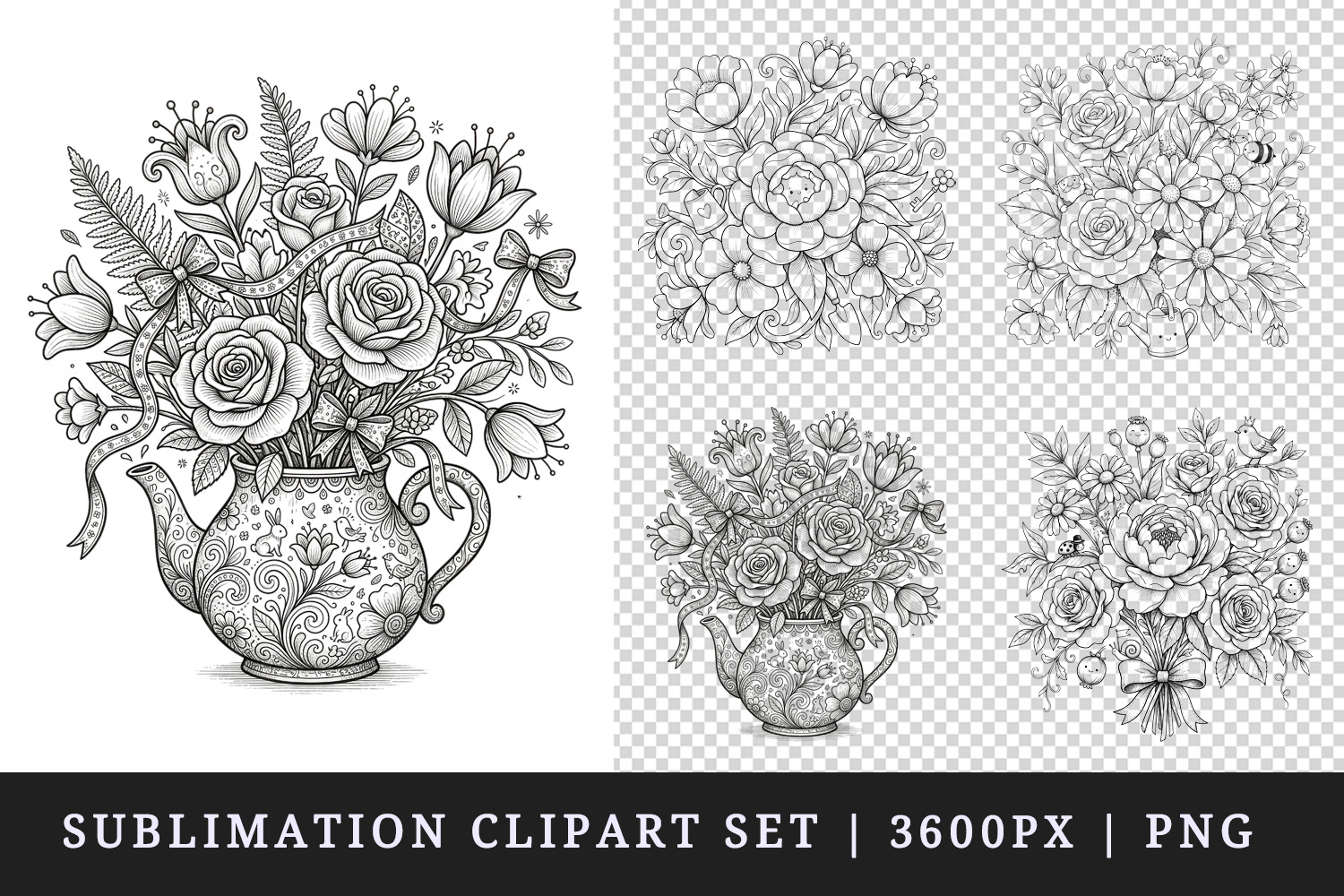 Flowers clipart printable sublimation design png product image 1