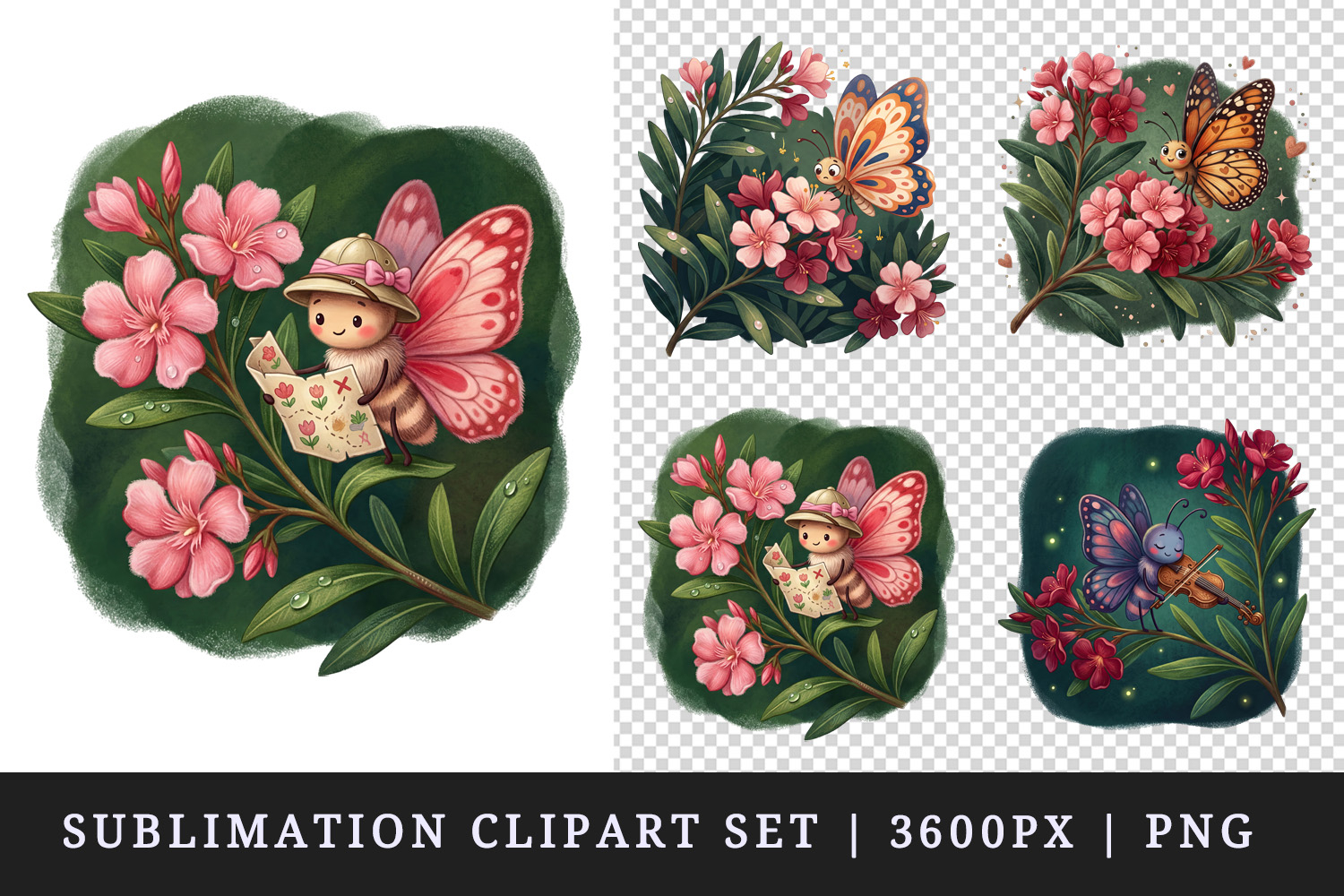 Flowers clipart printable sublimation design png product image 1