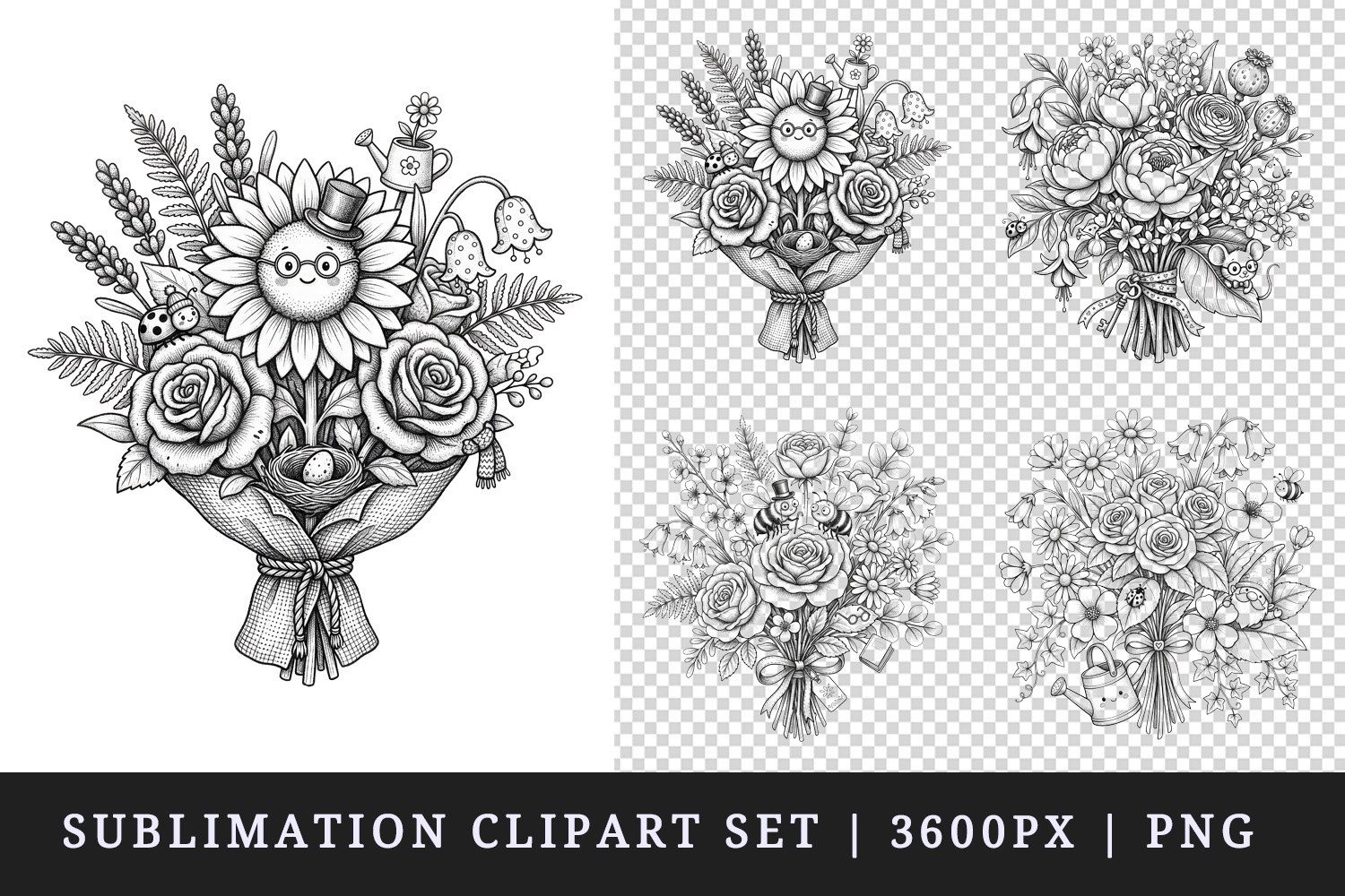 Flowers clipart printable sublimation design png product image 1