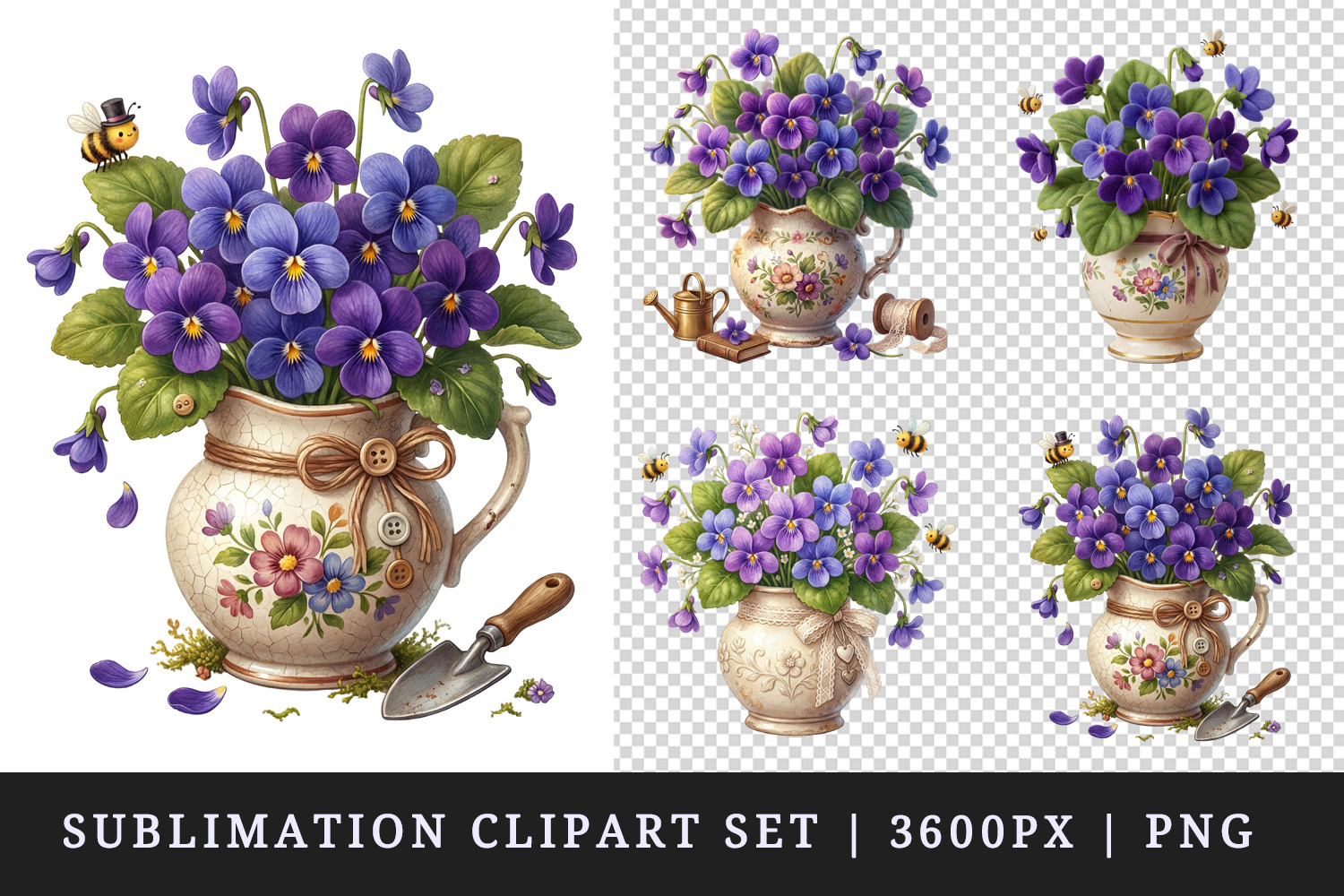 Flowers clipart printable sublimation design png product image 1