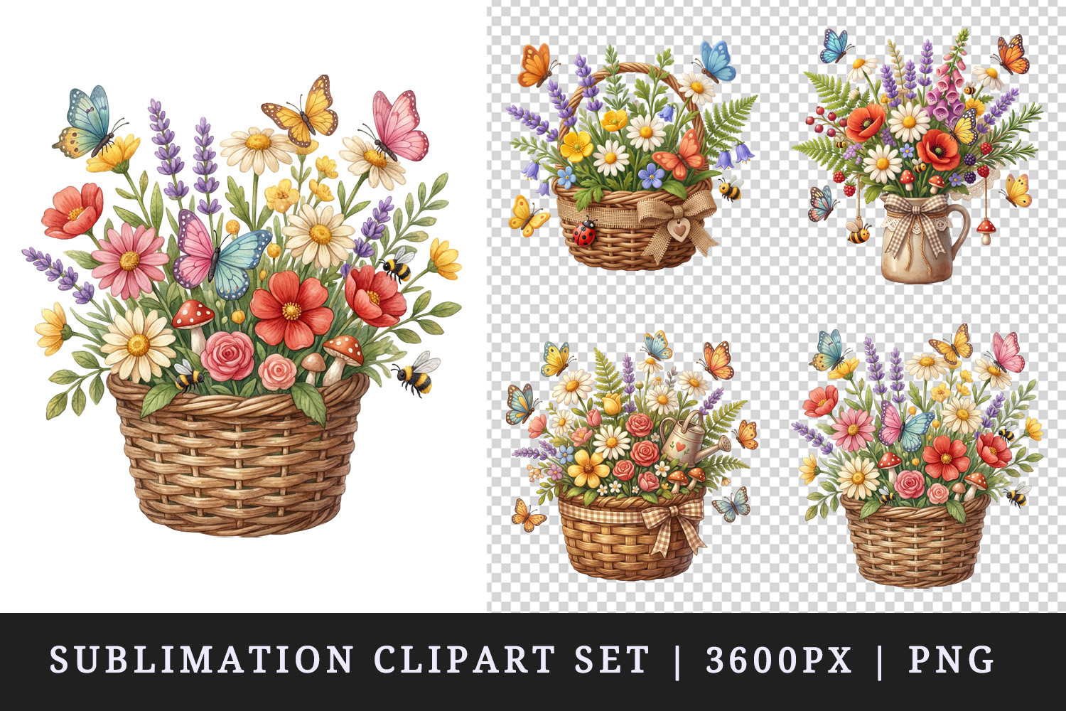 Flowers clipart printable sublimation design png product image 1