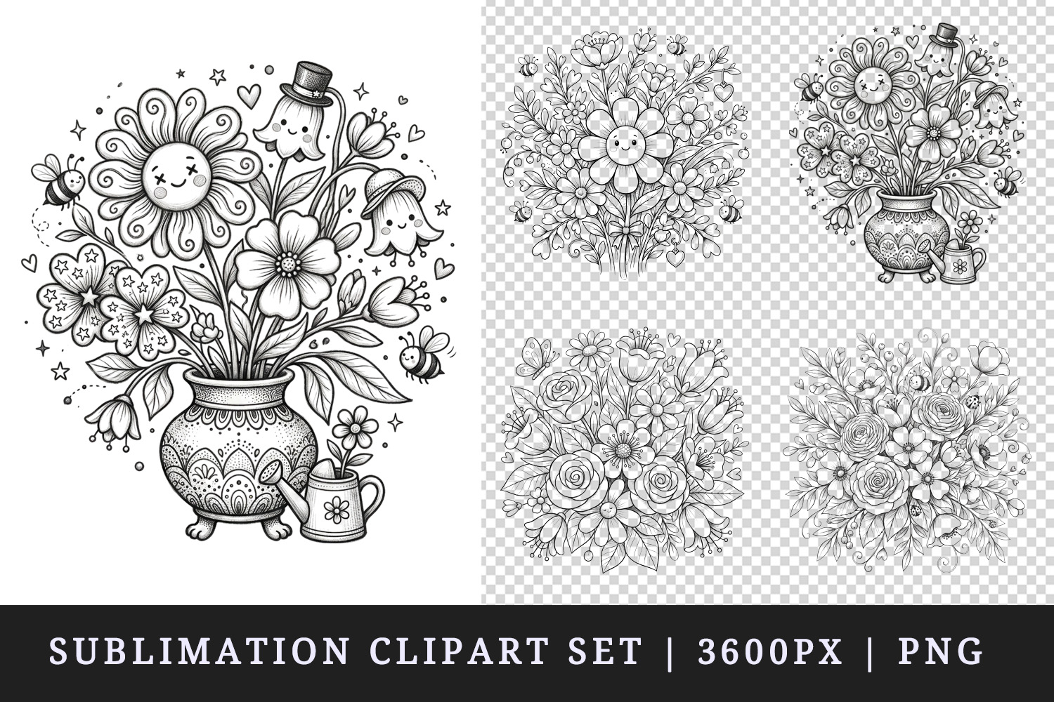Flowers clipart printable sublimation design png product image 1
