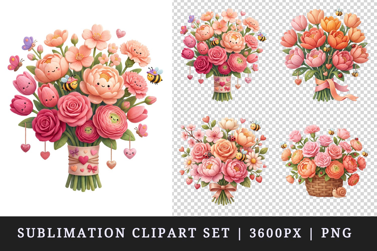 Flowers clipart printable sublimation design png product image 1