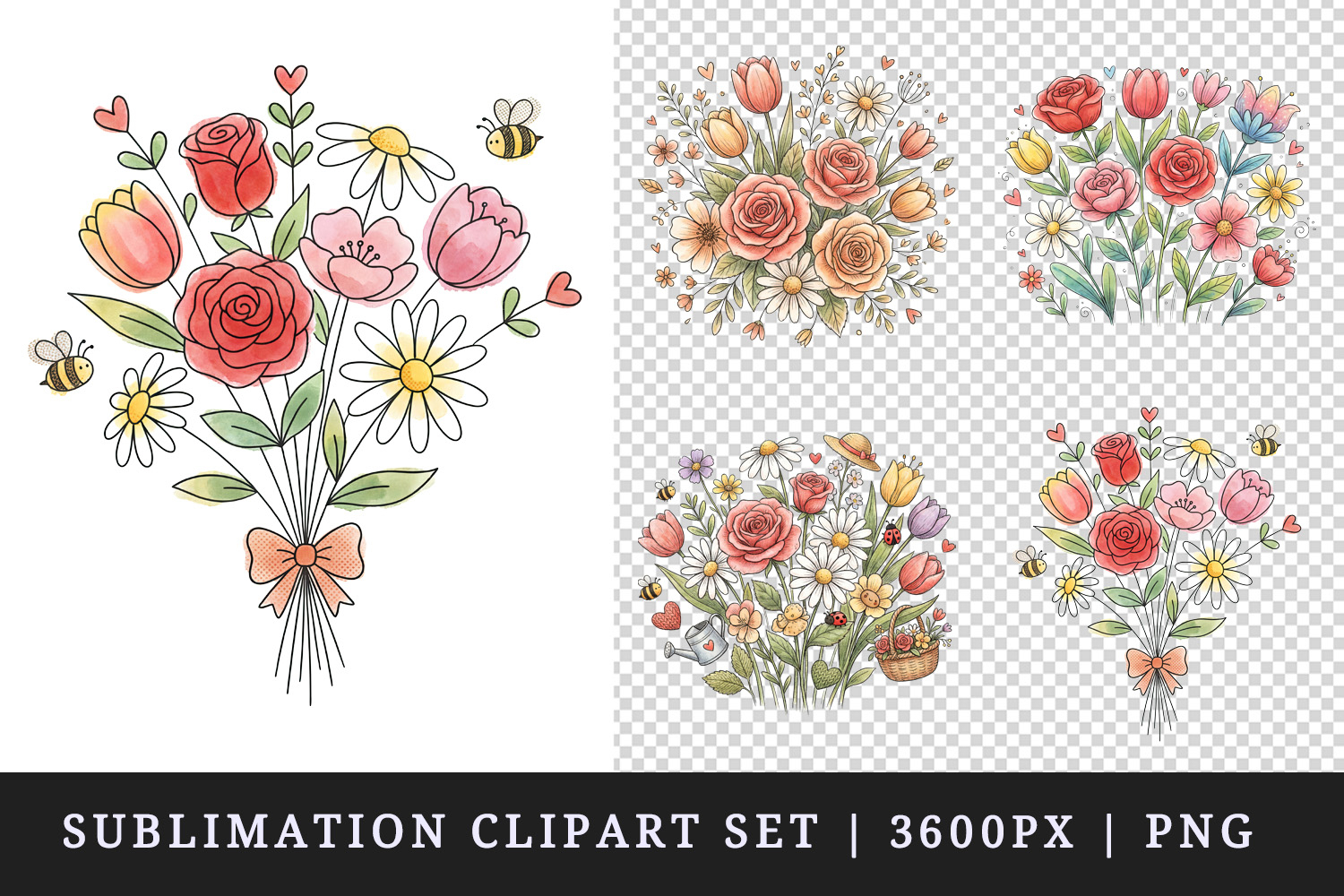 Flowers clipart printable sublimation design png product image 1