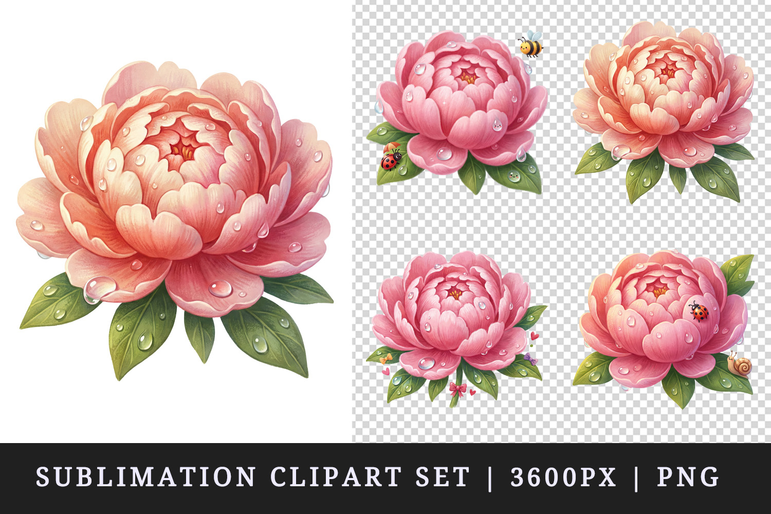 Flowers clipart printable sublimation design png product image 1