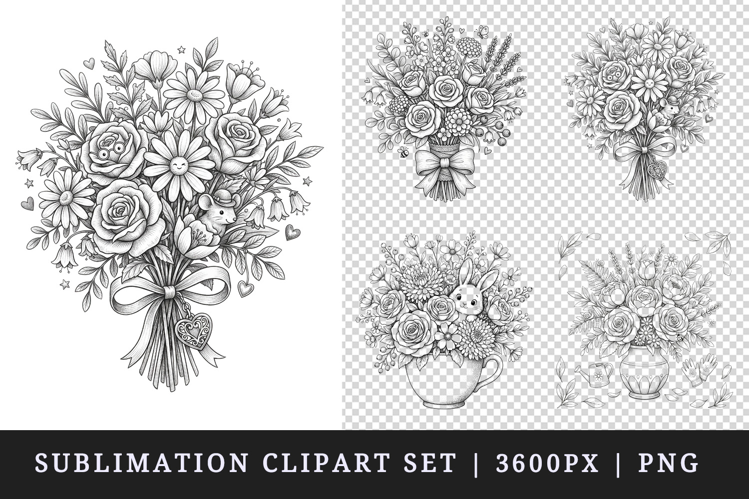 Flowers clipart printable sublimation design png product image 1