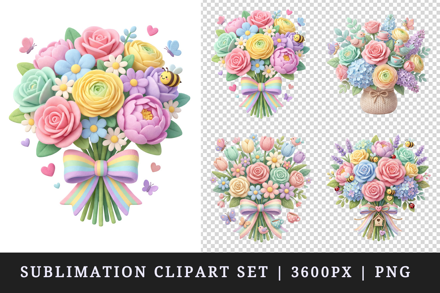 Flowers clipart printable sublimation design png product image 1