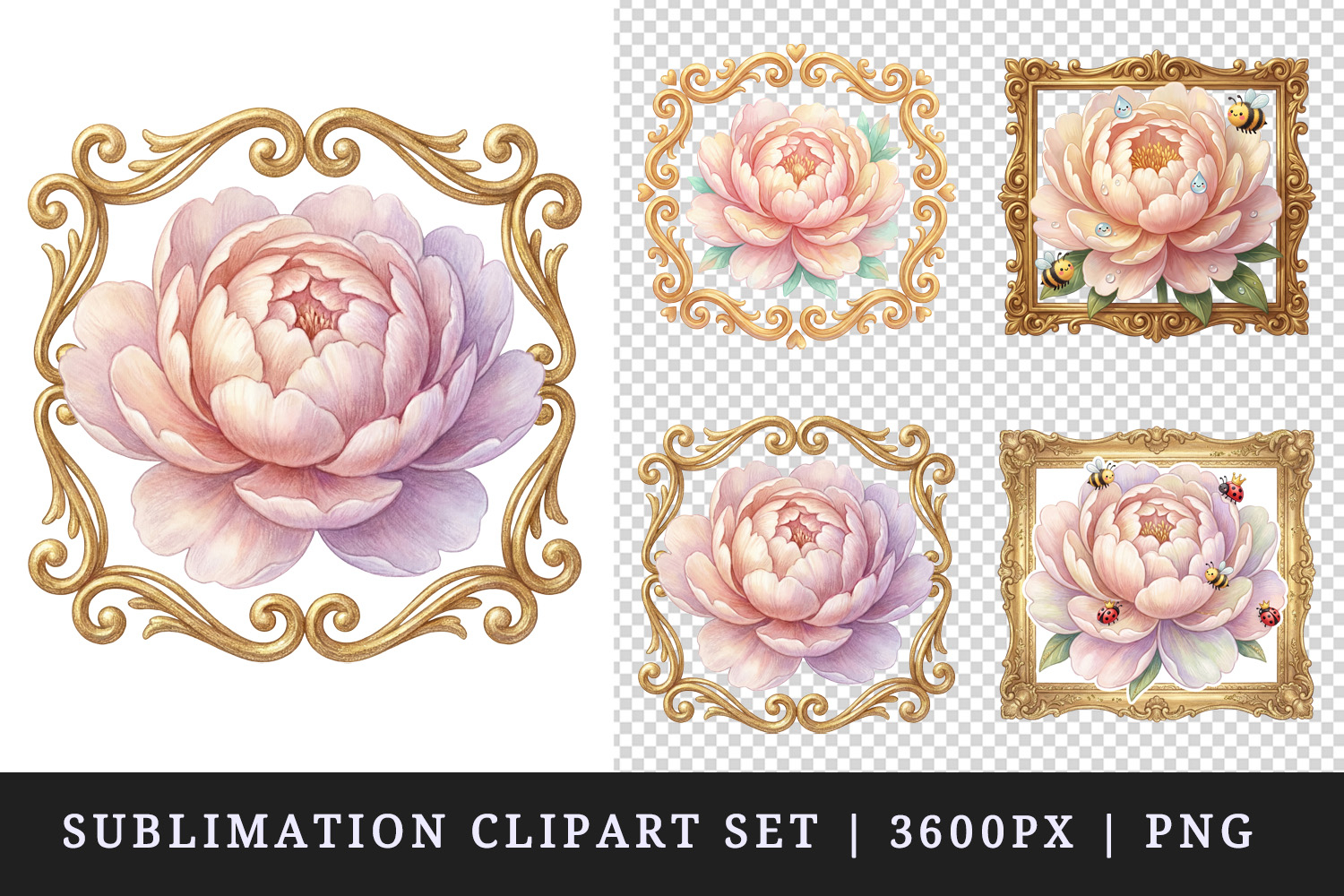 Flowers clipart printable sublimation design png product image 1