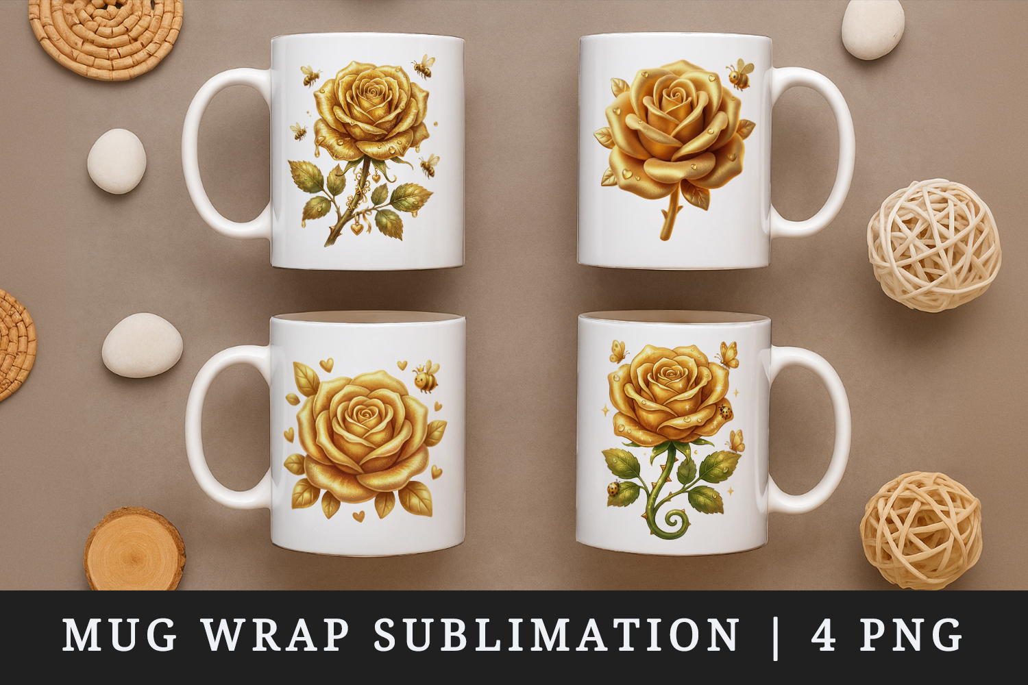 Flowers mug wrap printable sublimation design product image 1