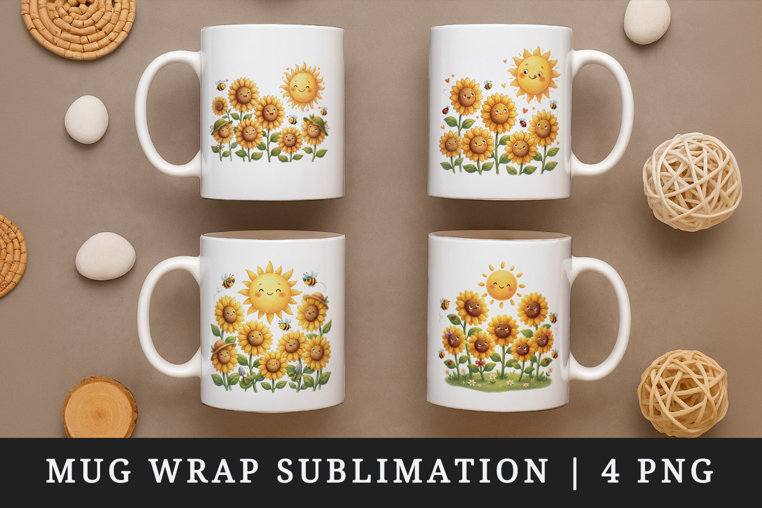Flowers mug wrap printable sublimation design product image 1
