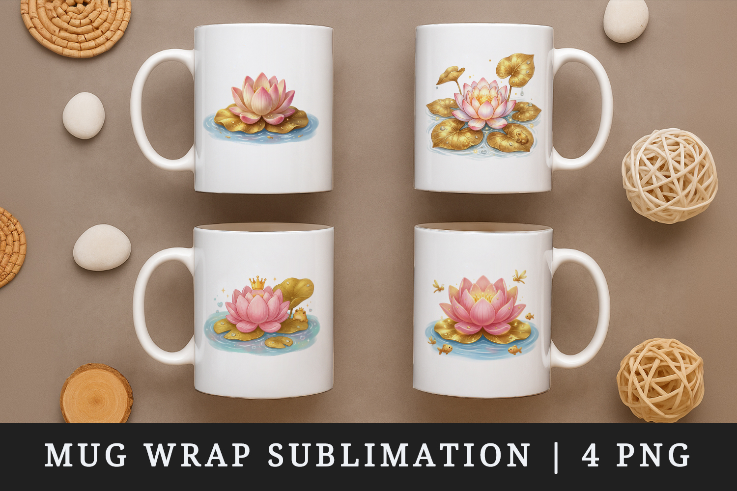 Flowers mug wrap printable sublimation design product image 1