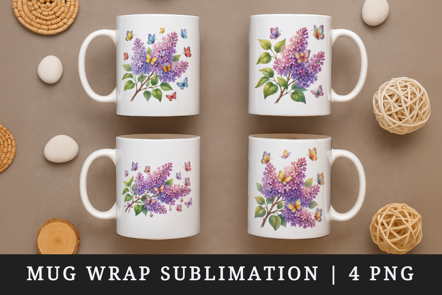 Flowers mug wrap printable sublimation design product image 1
