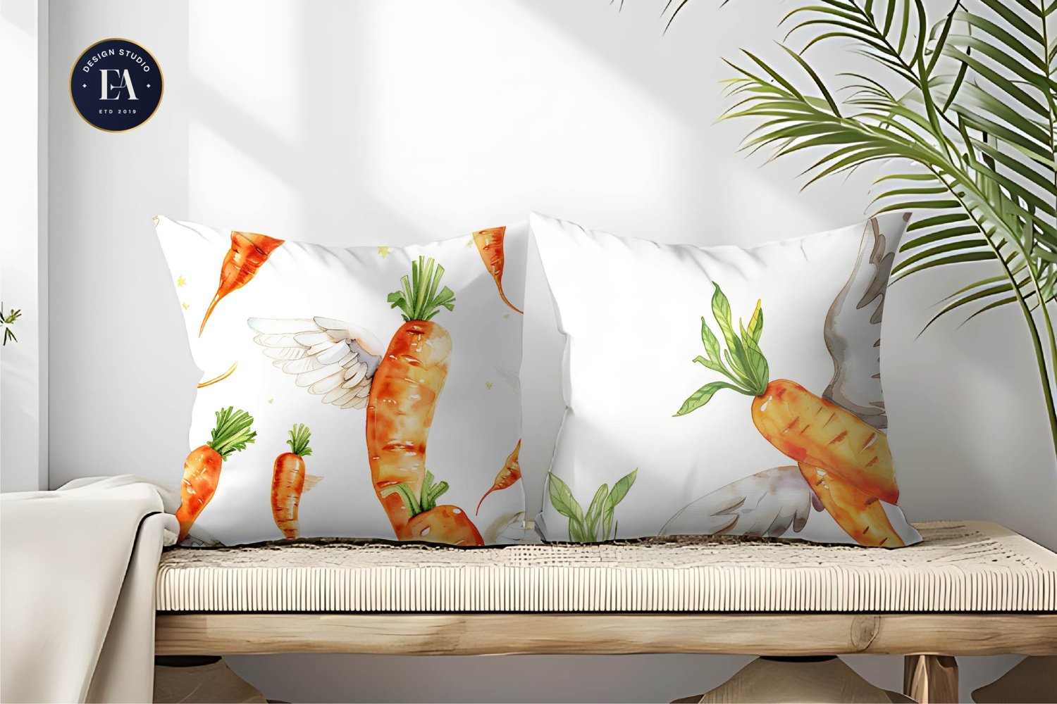 Flying Carrots Whimsical Watercolor Seamless Digital Paper product image 1