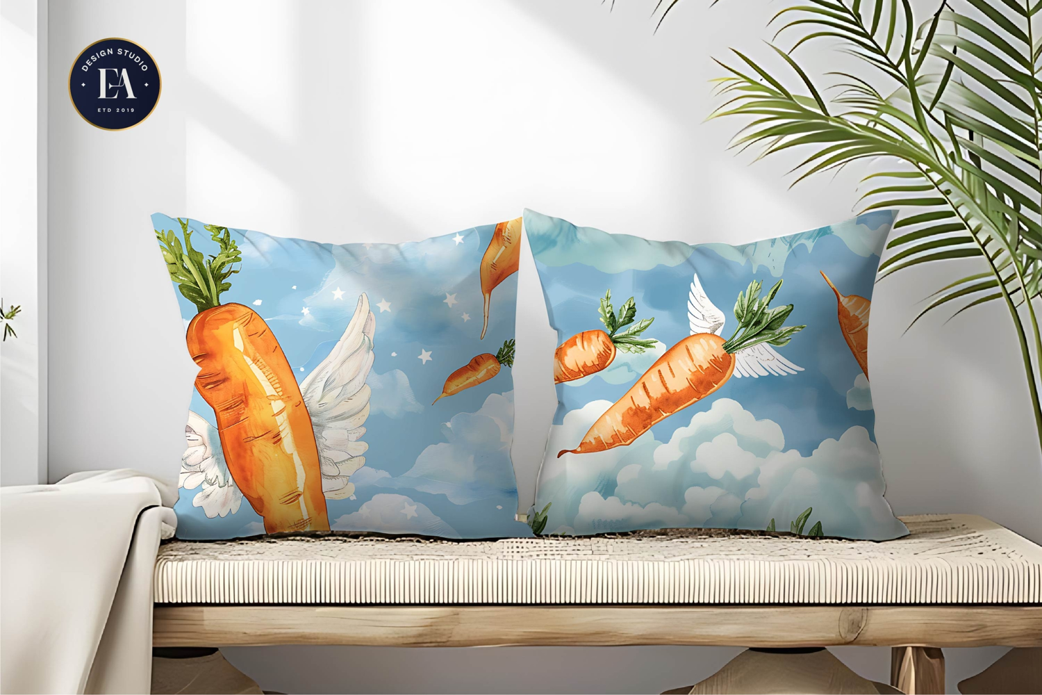 Flying Carrots Fantasy Watercolor Seamless Digital Paper product image 1