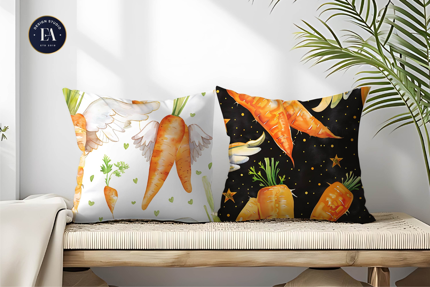 Flying Carrots Whimsical Watercolor Seamless Digital Paper product image 1