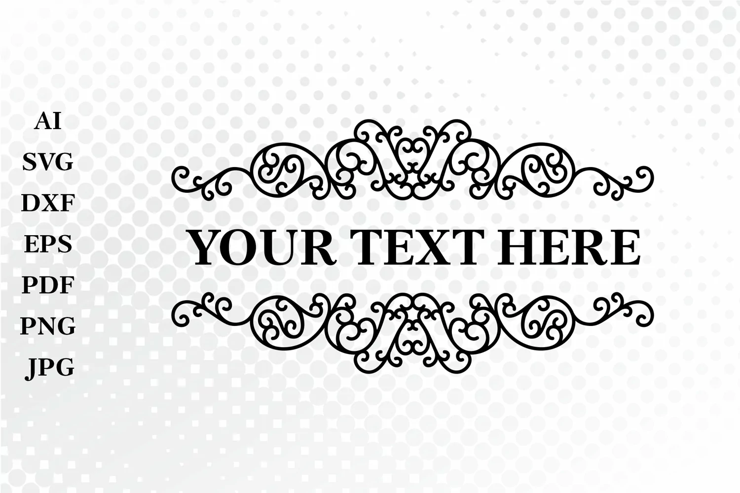 Ornamental Flourish Border SVG, Flourish Split Monogram SVG product image 1