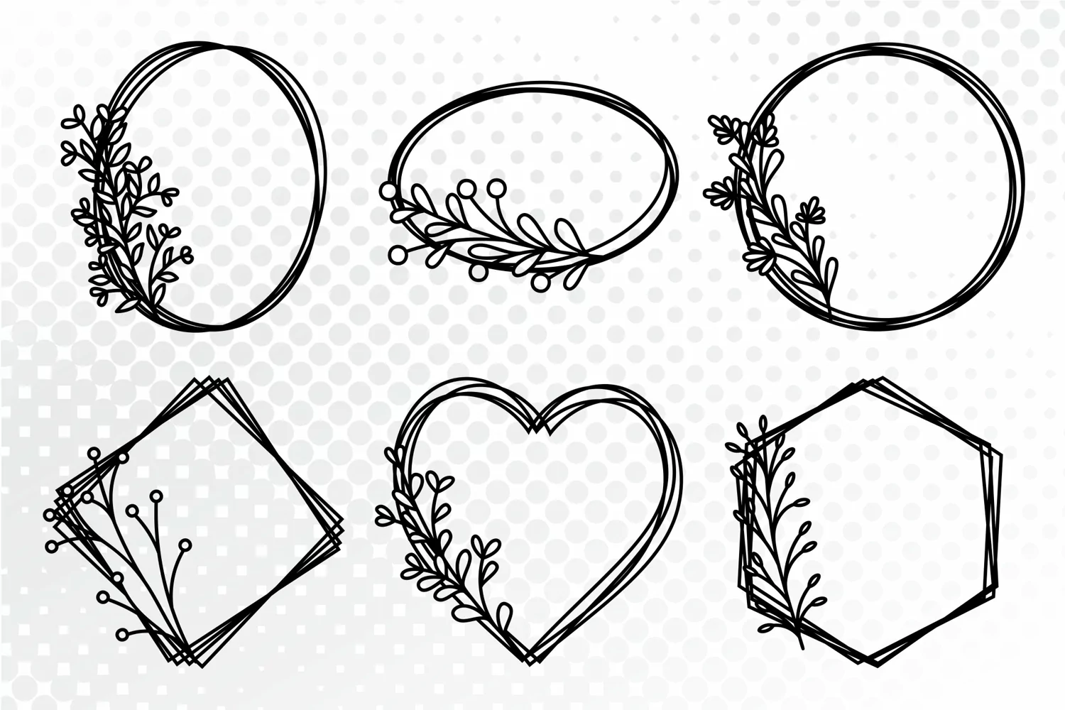 Flower Frames SVG, Floral Border SVG, Flower Template SVG product image 1