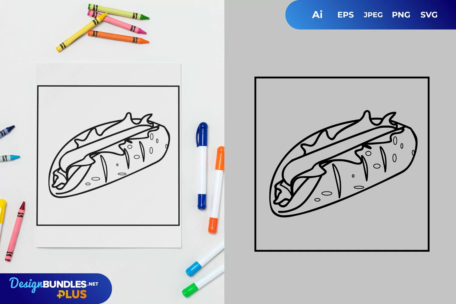 Hot Dog Coloring Page product image 1