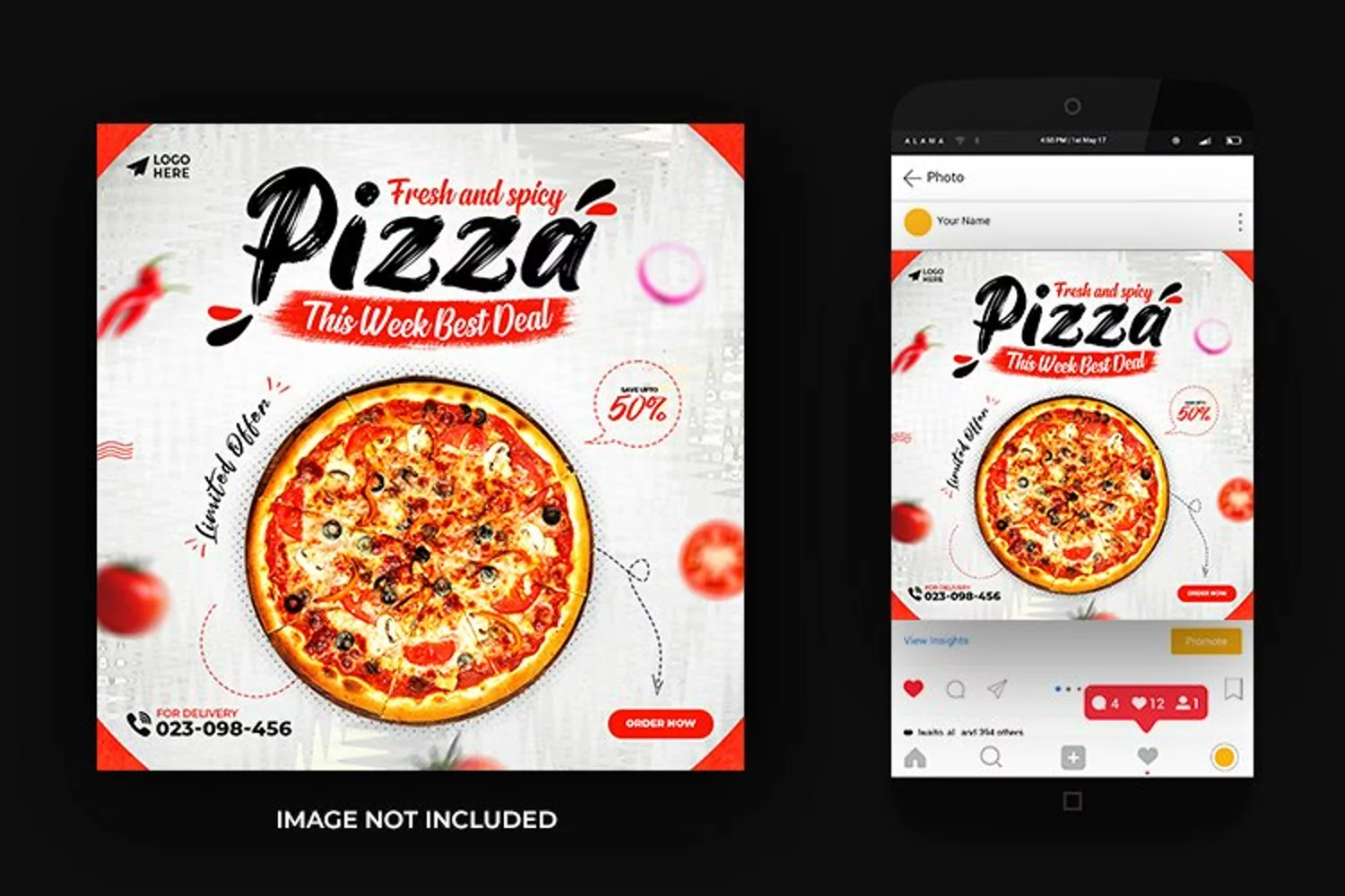 Food Social Media Promotion and Instagram Pizza Food Post product image 1
