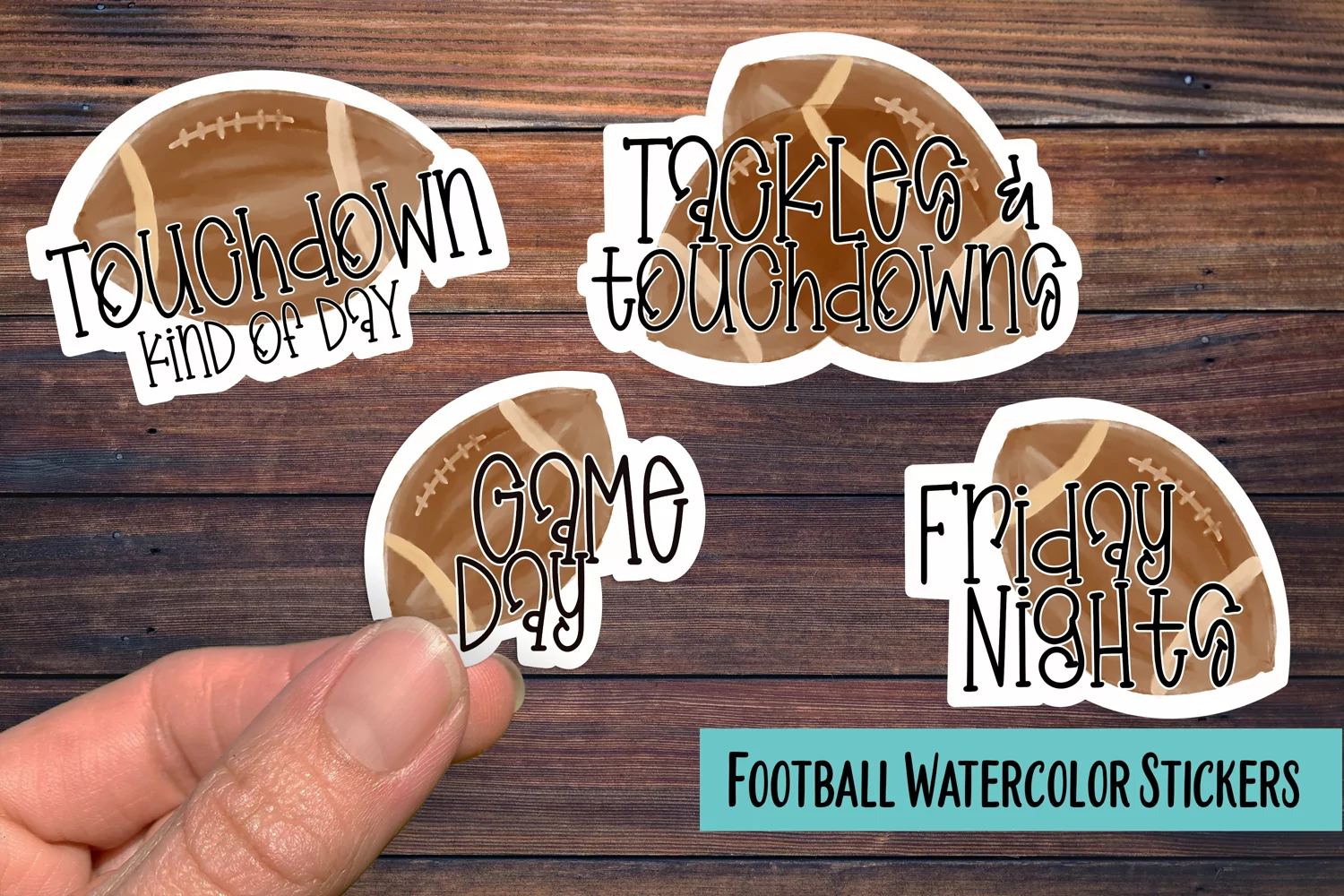 Football Watercolor PNG Sticker Pack product image 1